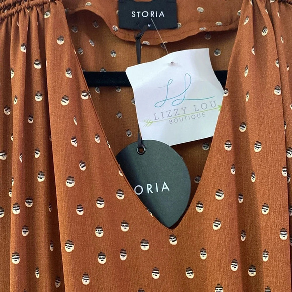 Storia Ruffle Layered Mini Dress in Rust Size Medium New Tiered Mini Dress - Picture 7 of 12